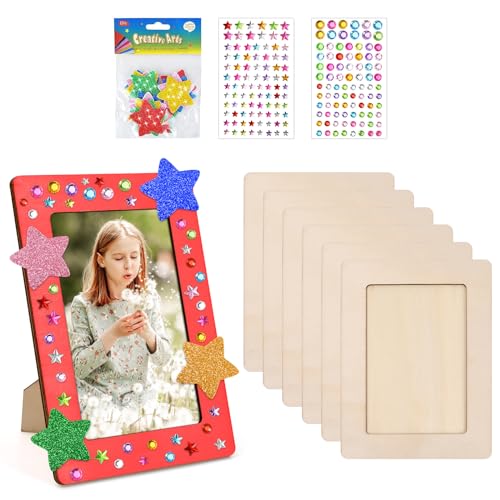 Wisebom 6 Stück Bilderrahmen für DIY, Holzbilderrahmen Kinder Holz Selbstklebende Glitzersteine Glitter Moosgummi Sticker Unvollendeter Holz-Fotorahmen für Geburtstage Bastelarbeiten Diy-Malprojekte Wisebom 6 Stück Bilderrahmen für DIY, Holzbilderrahmen Kinder Holz Selbstklebende Glitzersteine Glitter Moosgummi Sticker Unvollendeter Holz-Fotorahmen für Geburtstage Bastelarbeiten Diy-Malprojekte von Wisebom