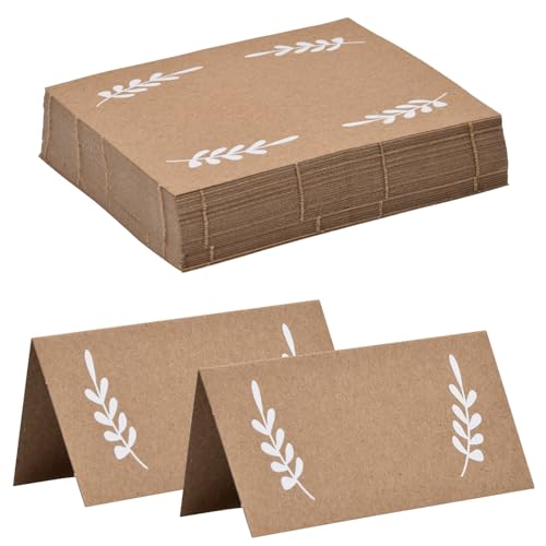 Wisebom 60 Stück Tischkarten Hochzeit Braun Namenskarten Partykarte 10x9cm Platzkarten Kraftpapier Tischkarten Braune Blanko Kraftpapier Karten für Geburtstag Konfirmation Hochzeit Feier von Wisebom