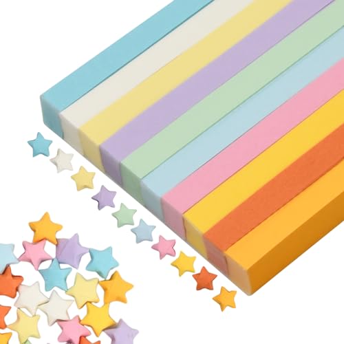 Wisebom Buntes Origami Sterne Papierstreifen, 1350 Streifen Origami Sterne Papier 10 Farben Doppelseitige Lucky Star Papierstreifen für DIY Basteleien Dekoration Geschenk von Wisebom