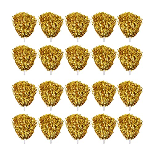 Wisecoco 20 Stück Cheerleader-Pompons, 8,4 cm Große Metallfolien-Pompons, Cheerleader-Pompons, Cheer-Poms Für Kinder Und Erwachsene, Schule, Sport, Spiele, Tanzparty(Gold) von Wisecoco