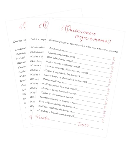 Wish Clover Zweisprachiges englisch/spanisches Babyparty-Spiel - Wer kennt Mama am besten (24 Stück) / Juego BI-LINGÜE INGLÉS ESPAÑOL para Babyparty-Quién conoce Mejor a Mami. (24 Tarjetas) von Wish Clover