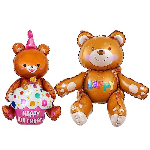 Happy Birthday Folienballon Bär,Bären Helium Ballon,Teddybär Braun Luftballon,Bär Deko Geburtstag,Tier Ballon Babyparty Partyzubehör für Kinder Junge Mädchen Geburtstag Dusche Dekorationen -2 Stück Happy Birthday Folienballon Bär,Bären Helium Ballon,Teddybär Braun Luftballon,Bär Deko Geburtstag,Tier Ballon Babyparty Partyzubehör für Kinder Junge Mädchen Geburtstag Dusche Dekorationen -2 Stück von Wishstar