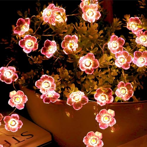Lichterkette Kirschblüten, 2m 20 LED Lichterkette blumen, Innen/Außen Dekor Festival Licht für Hochzeits, Partys dekorationen von Wishstar