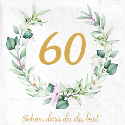 Wishstar 40 Stück Servietten 60. Geburtstag, Servietten Eukalyptus Geburtstag, schön das du da bist servietten, Servietten Geburtstag Gold Grün, Papierservietten für Mann Frau 60. Geburtstag Deko Wishstar 40 Stück Servietten 60. Geburtstag, Servietten Eukalyptus Geburtstag, schön das du da bist servietten, Servietten Geburtstag Gold Grün, Papierservietten für Mann Frau 60. Geburtstag Deko von Wishstar