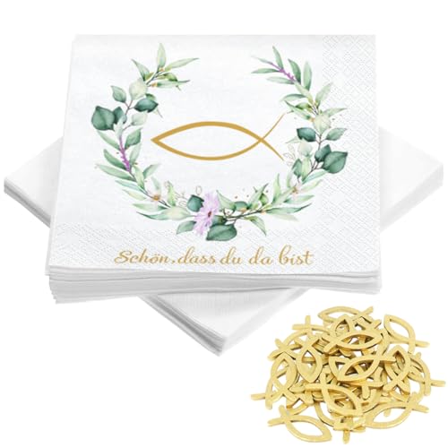 Wishstar 40 Stück servietten Taufe Tischdeko, Servietten Eukalyptu, Taufe und mehr, schön das du da bist servietten, Servietten Gold Grün, Papierservietten für Jungen und Mädchen Wishstar 40 Stück servietten Taufe Tischdeko, Servietten Eukalyptu, Taufe und mehr, schön das du da bist servietten, Servietten Gold Grün, Papierservietten für Jungen und Mädchen von Wishstar