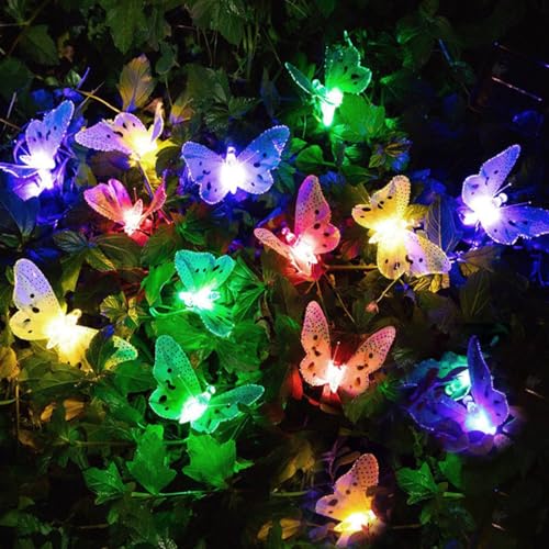 Wishstar 5M 20 LED Solar Lichterkette aussen, Schmetterlingen Bunt lichterkette outdoor, 8 Modi wasserdichte Schmetterlingen lichterketten für Sommer Garten, Bäume, Terrasse, Hochzeiten, Partys. von Wishstar
