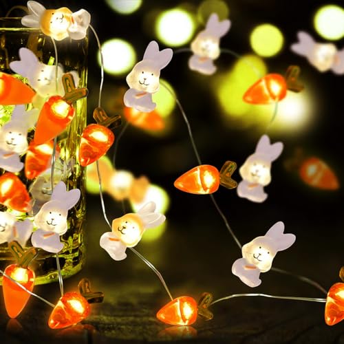 Wishstar Hasen Lichterkette 220cm, Ostern Lichterkette, Bunny Karotte Led Osterbeleuchtung, Osterdekoration Lichterkette, Led Osterbeleuchtung, Osterdeko Innen von Wishstar