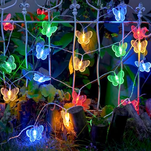 Wishstar Lichterkette Schmetterling, 3m 20 LED Bunte Lichterkette Schmetterling Girlande, Innen/Außen Dekor Festival Licht, Fairy Lights Frühling Sommer für Schlafzimmer, Hochzeit, Weihnachts von Wishstar