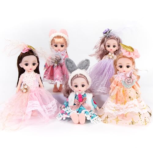 Prinzessinnen Set Puppen Spielzeug Kinder ab 3 Jahren, Mode 5 Bunten Puppen mit Glitzernder Kleidung und Accessoires, Lange Haare zum Frisieren, Kinderplay für das Puppenhaus Geburtstagsgeschenk Prinzessinnen Set Puppen Spielzeug Kinder ab 3 Jahren, Mode 5 Bunten Puppen mit Glitzernder Kleidung und Accessoires, Lange Haare zum Frisieren, Kinderplay für das Puppenhaus Geburtstagsgeschenk von Wisplye