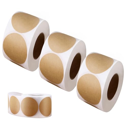 1,5 Zoll große, naturbraune Kraft-Aufkleber (500 pro Rolle) Rund Etiketten Marmelade Selbstklebend, Für Ladenbesitzer, Handwerker, Organisation, Gläser Und Dosenetiketten (Braun, 2.5 cm) von WitBicg