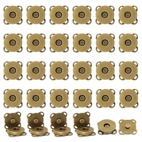 Magnetverschluss Für Taschen, 14 Stücke Magnet Verschluss Tasche, 14 mm Magnetknopf Zum Annähen Geeignet Zum Nähen, Handwerk, Gepäck, Kleidung, Leder, Knopfverbinder, Kleidungsnähen (Bronze) von WitBicg