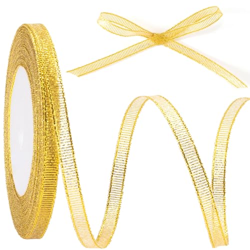 Organzaband Gold, 2 Stück Goldenes Band, 25 Yards Schleifenband Mit Draht Geschenkband Dünn Dekoband, Für Geschenkverpackungen, Weihnachtsfeiern, Hochzeitsdekorationen, Luftballons, Näharbeiten (1 cm) Organzaband Gold, 2 Stück Goldenes Band, 25 Yards Schleifenband Mit Draht Geschenkband Dünn Dekoband, Für Geschenkverpackungen, Weihnachtsfeiern, Hochzeitsdekorationen, Luftballons, Näharbeiten (1 cm) von WitBicg