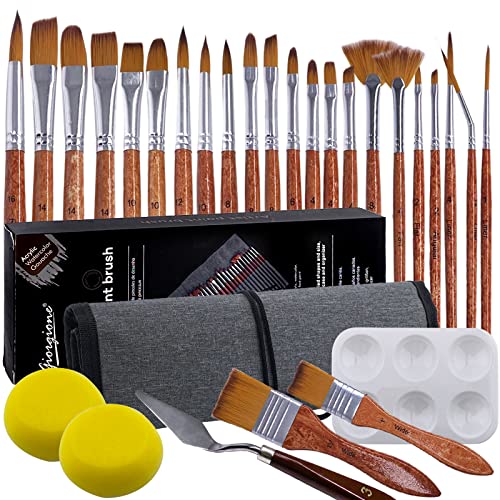 Pinselset Malen 29 Stück,Withosent Acrylfarben mal Pinselset, Künstlerpinsel Einschließlich 24 Bürste, Mischpalette, 2 Schwamm, Spachtel, Detail Malpinsel, Für Körperbemalung, Acryl, Aquarell Pinselset Malen 29 Stück,Withosent Acrylfarben mal Pinselset, Künstlerpinsel Einschließlich 24 Bürste, Mischpalette, 2 Schwamm, Spachtel, Detail Malpinsel, Für Körperbemalung, Acryl, Aquarell von Withosent