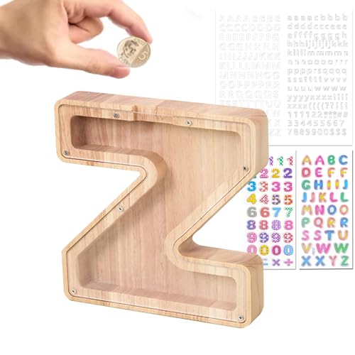 Wivico Spardose Kinder Buchstabe Holz Sparschwein Personalisierte A-Z Alphabet Sparbüchse Spardose Bilderrahmen Spardosen Kinder für Geburtstag,Weihnachten,Thanksgiving|Kinder Spardose(Z-23cm) von Wivico