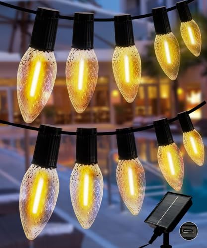 Wixzor Solar Lichterkette Aussen 10 LED, 10M IP65 wasserdicht Lichterkette Außen Solar mit 8 Modi,Solar Lichterkette Outdoor für Garten, Terrasse, Balkon, Partys(Warmweiß) von Wixzor