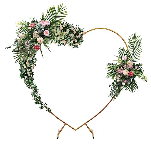 Herzförmiges Ballonbogen Kit 2x2.1m Metall Hochzeit Bogen Hintergrundständer Abnehmbar Garten Pflanzen Reben Rahmen DIY Deko für Hochzeit Taufe Foto Hintergrund (Gold) von Wiyuer