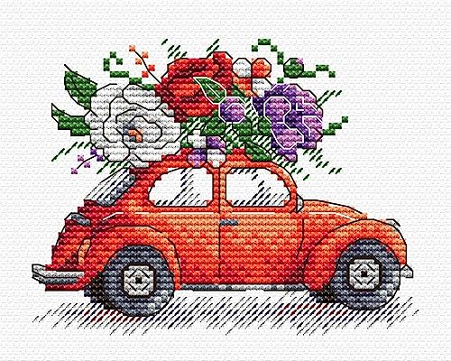 MP Studia Kreuzstich-Zählmusterpackung Trip to Paris - Roter VW Käfer mit Blumen MP Studia Kreuzstich-Zählmusterpackung Trip to Paris - Roter VW Käfer mit Blumen von Wizardi