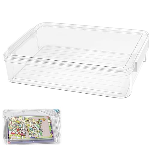 WizeFolk Klarsichtboxen für A4 Dokumente, Organizer für Dokumente, stapelbar, transparenter Deckel, Schreibtischpapierhalter (7 cm hoch) von WizeFolk