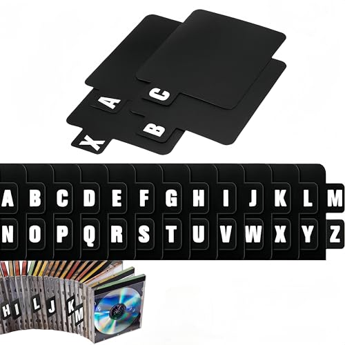 WizeFolk schallplatten-Trennblätter,26 stück Alphabet-Trennwände, Alphabetisch A-Z,Schallplatten-Organizer mit Alphabet,Karteikarte für Schallplatten, Alben, Datei(Schwarz) von WizeFolk