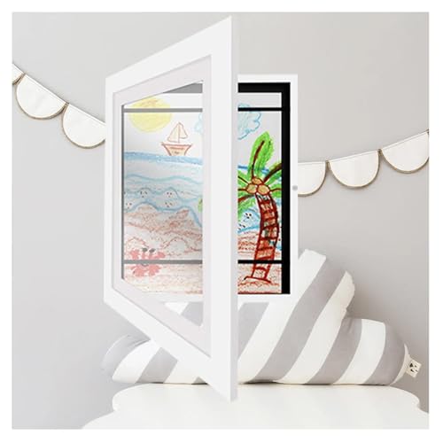 Wizvox Bilderrahmen Kunstwerke Kinder, Kunst Rahmen FrontöFfnung Aufklappbar Und BefüLlbar Bilderrahmen Aufklappbar Kinder, Wechselbar Wohnkultur,Weiß-1Stück von Wizvox