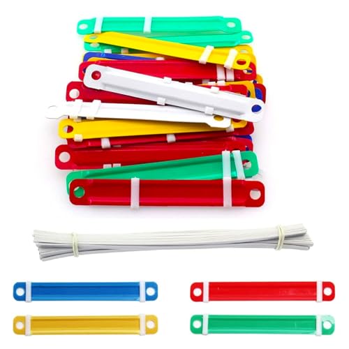 50 Stück Papierverschlüsse, 2-Loch-Binder-Clips, 8 cm Lochabstand, farbige Kunststoff-Bindungsstreifen für Büro, Schule, Papierakten, Ordner-Abheftklammer 50 Stück Papierverschlüsse, 2-Loch-Binder-Clips, 8 cm Lochabstand, farbige Kunststoff-Bindungsstreifen für Büro, Schule, Papierakten, Ordner-Abheftklammer von Wjelet
