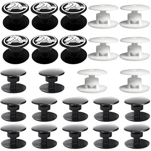 Wjelet 24 Stück Knöpfe für Crocs Zubehör,Ersatz-Knöpfe und Nieten in Schwarz, Druckknopf Set für Schuhe,Kunststoff Pins für Reparatur und Dekoration von Crocs-Stil Schuhen von Wjelet