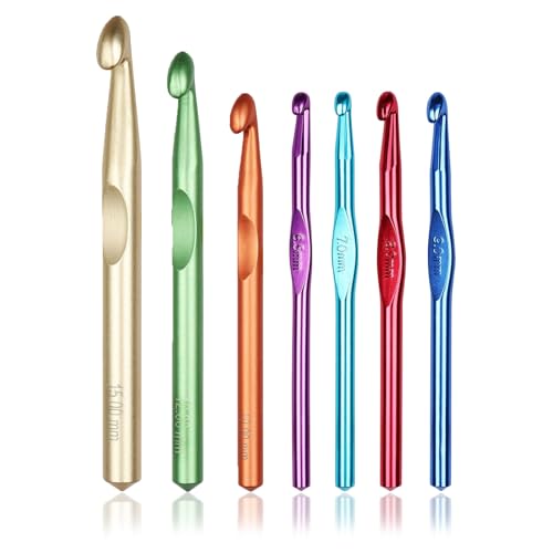 Wjelet 7 Stück Häkelnadel Set Große Häkelnadeln 6,5 mm bis 15 mm, Inklusive 10 mm und 12 mm, Häkelnadeln Ergonomischer Griff, Ideal für Dicke Wolle, Perfekt für Decken, Teppiche und Bulky Garn Wjelet 7 Stück Häkelnadel Set Große Häkelnadeln 6,5 mm bis 15 mm, Inklusive 10 mm und 12 mm, Häkelnadeln Ergonomischer Griff, Ideal für Dicke Wolle, Perfekt für Decken, Teppiche und Bulky Garn von Wjelet