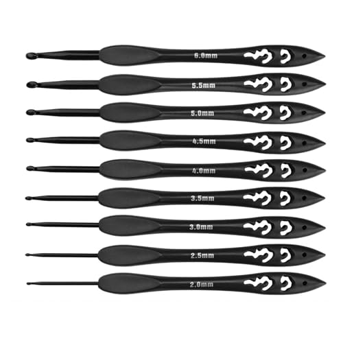 Wjelet 9 Stück Vintage Schwarz Häkelnadel Set, Ergonomische Häkelnadel mit Leicht Kunststoffgriff für Arthritische Hände, Glatter Hakenkopf, Crochet Hook für Strickbegeisterte und Anfänger. Wjelet 9 Stück Vintage Schwarz Häkelnadel Set, Ergonomische Häkelnadel mit Leicht Kunststoffgriff für Arthritische Hände, Glatter Hakenkopf, Crochet Hook für Strickbegeisterte und Anfänger. von Wjelet