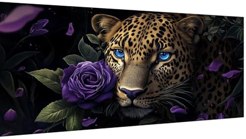 Leopard Diamond Painting Erwachsene XXL 120x60cm, 5D Diamant Painting Bilder Blume Muster, DIY Eckige Steine Daiments Malerei Anfänger Mosaikherstellung Bastelset, Schlafzimmer Deko Aesthetic Model747 von Wjxzsccw