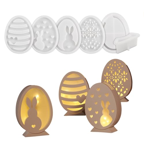 Silikonform Set Kaninchen Silhouetten Schimmelpeant Lieferungen Für Die Herstellung Von Eiern Und Kaninchen Silhouetten Kerzenhalter von Wkldjf
