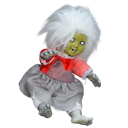 Wkldjf Gruselige Puppenfigur mit beleuchtetem Gesicht und erschreckendem Soundeffekt Gruselige Sitzpuppe von Wkldjf