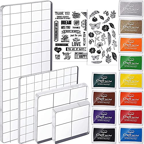 Wlauqueta 18-Teiliger Acryl-Stempelblock, 2 Transparente Stempelsiegel Gummi, für Scrapbook Craft Card Making von Wlauqueta