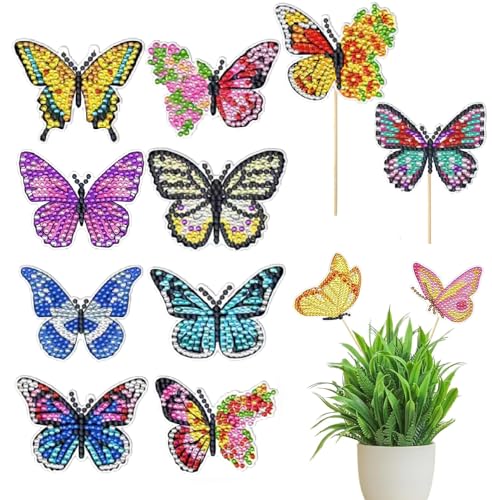 10Stück Schmetterlinge Diamond Painting Kits, Diamond Painting Art für Garten Dekor, Schmetterling Diamant Painting Ornaments Zubehör, Schmetterling Stakes Diamant Kunst Kits für Garten Dekor Zubehör 10Stück Schmetterlinge Diamond Painting Kits, Diamond Painting Art für Garten Dekor, Schmetterling Diamant Painting Ornaments Zubehör, Schmetterling Stakes Diamant Kunst Kits für Garten Dekor Zubehör von Wleozys