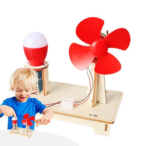 Wlikmjg Windgenerator-Bausatz, Windturbinenmodell - Holzbausätze Windkraftanlage aus - Holzbausätze, Windturbine, handgefertigter Bausatz für Kinder im Alter von 7–14 Jahren, Schule und von Wlikmjg
