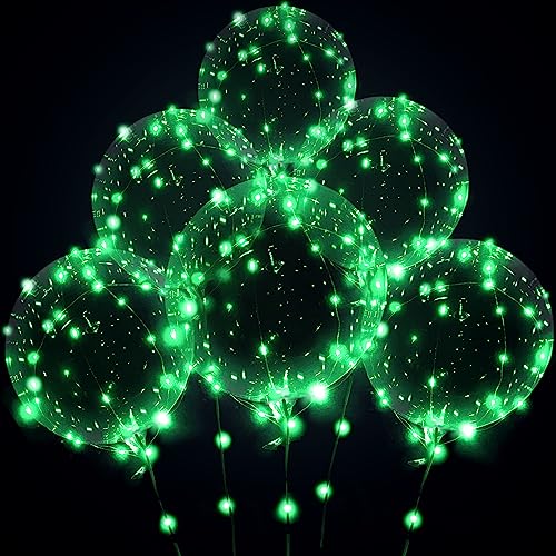 Leuchtende LED-Ballons, transparente Bobo-Luftballons für Party, Geburtstag, Jahrestag, Hochzeit (keine Batterie, grün) von Wliwwo