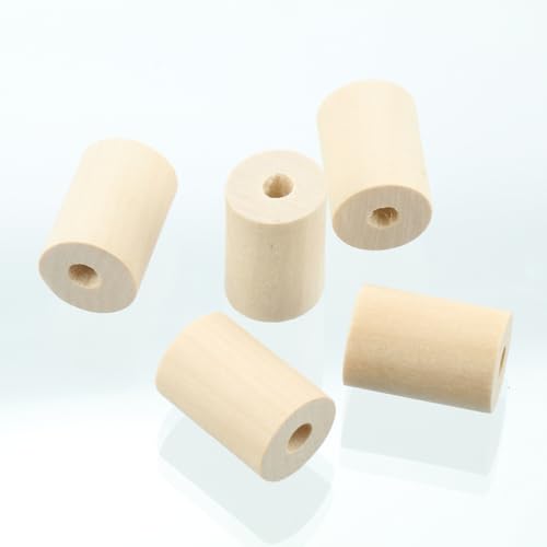 15 Stück 20 x 25 mm, 20 x 30 mm, 20 x 40 mm, große Zylinderform, Naturholz, Handarbeit, große Löcher, Perlen für Bastelarbeiten, Holzarbeiten, Schmuckherstellung, Zubehör (20 x 30 mm - 15 Stück) von Wllpgolsil