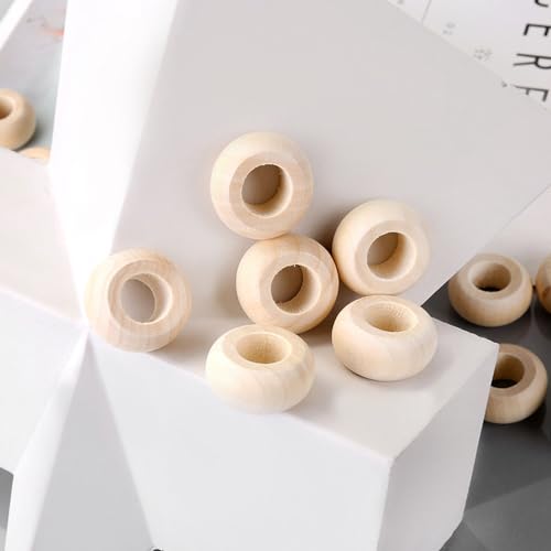 15 Stück große Rondelle-Form, 30 x 15 mm, Naturholz, lose Handarbeit, große Lochperlen für Bastelarbeiten, Holzarbeiten, Schmuckherstellung, Zubehör (30 x 15 mm, 15 Stück) von Wllpgolsil