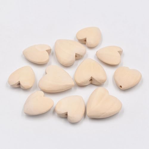 15 Stück herzförmige Naturholzperlen 20 mm, 25 mm, 30 mm, 40 mm, lose Perlen für Bastelarbeiten, Holzarbeiten, Schmuck, Armbänder, Zubehör (20 mm - 15 Stück) von Wllpgolsil