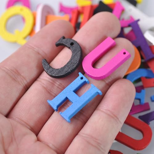 150 Stück 22 mm zufällige gemischte Holzbuchstaben mit 1 Loch, Verzierung, Scrapbooking, Nähen, Handwerk, Holzhandwerk, Schmuckherstellung, Zubehör, Dekoration (22 mm - 150 Stück) von Wllpgolsil