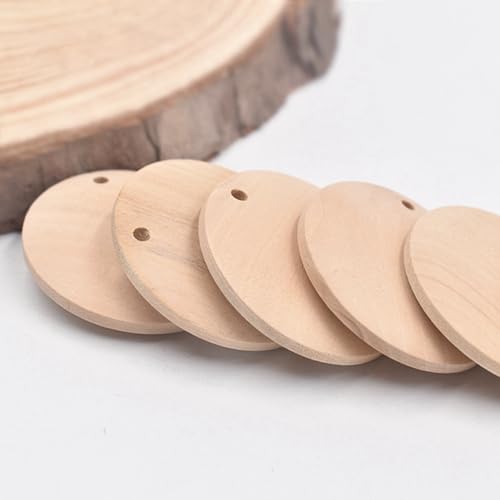 20 Stück flache runde Münzen, Naturholz, 15 mm, 20 mm, 25 mm, 30 mm, 35 mm, 40 mm, 50 mm, lose Anhänger, Perlen für DIY-Anhänger, Handwerk, Schmuckherstellung, Zubehör (50 mm, 20 Stück) von Wllpgolsil