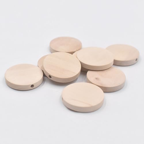 20 Stück flache runde Naturholzperlen 15 mm, 20 mm, 25 mm, 30 mm, 35 mm, 40 mm, lose Perlen für Bastelarbeiten, Holzarbeiten, Schmuck, Armbänder, Zubehör (35 mm - 20 Stück) von Wllpgolsil