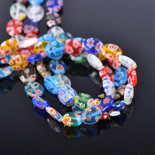 Flache ovale Form, 8 x 10 mm, 10 x 12 mm, gemischte Blumenmuster, Millefiori-Glasperlen für Bastelarbeiten, Schmuckherstellung, Dekoration, 8 x 10 mm Flache ovale Form, 8 x 10 mm, 10 x 12 mm, gemischte Blumenmuster, Millefiori-Glasperlen für Bastelarbeiten, Schmuckherstellung, Dekoration, 8 x 10 mm von Wllpgolsil