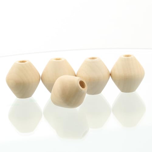 Große Doppelkegelform, Naturholz, lose Handarbeit, große Löcher, Perlen für Bastelarbeiten, Holzarbeiten, Schmuckherstellung, Zubehör (30 x 28 mm, 15 Stück) von Wllpgolsil