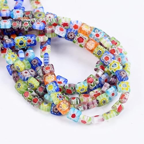 Millefiori-Glasperlen, flach, quadratisch, 6 mm, 8 mm, 10 mm, zufällige Blumenmuster, lose Perlen für DIY-Schmuckherstellung, Dekoration, 6 mm Millefiori-Glasperlen, flach, quadratisch, 6 mm, 8 mm, 10 mm, zufällige Blumenmuster, lose Perlen für DIY-Schmuckherstellung, Dekoration, 6 mm von Wllpgolsil
