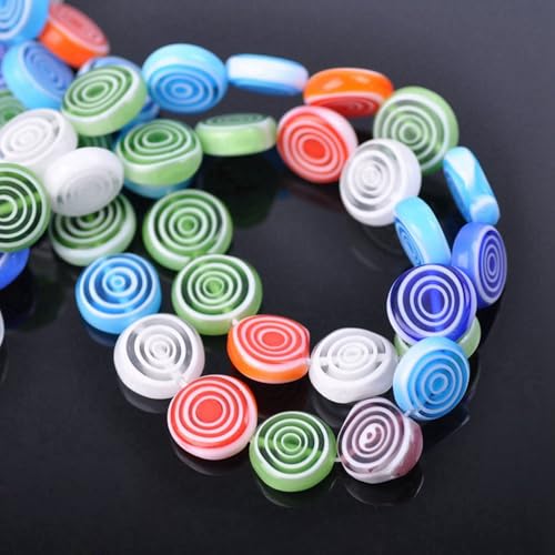 Millefiori-Glasperlen, flach, rund, 8 mm, 10 mm, gemischte Kreismuster, lose Perlen für Bastelarbeiten, Schmuckherstellung, Dekoration, 12 mm, 10 Stück - 25 Stück Millefiori-Glasperlen, flach, rund, 8 mm, 10 mm, gemischte Kreismuster, lose Perlen für Bastelarbeiten, Schmuckherstellung, Dekoration, 12 mm, 10 Stück - 25 Stück von Wllpgolsil
