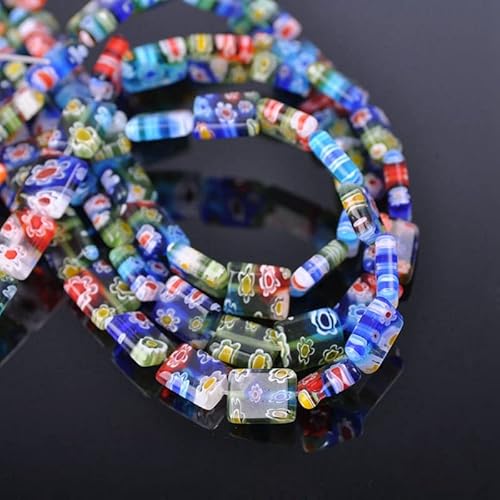 Millefiori-Glasperlen, rechteckig, 8 x 10 mm, 10 x 12 mm, gemischte Blumenmuster, lose Perlen für Bastelarbeiten, Schmuckherstellung, Dekoration, 8 x 10 mm Millefiori-Glasperlen, rechteckig, 8 x 10 mm, 10 x 12 mm, gemischte Blumenmuster, lose Perlen für Bastelarbeiten, Schmuckherstellung, Dekoration, 8 x 10 mm von Wllpgolsil