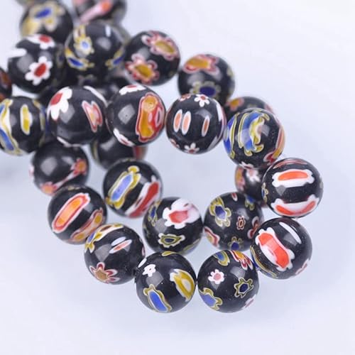 Millefiori-Glasperlen, runde Form, 8 mm, 10 mm, 12 mm, gemischte Blumen, lose Abstandshalter, für Bastelarbeiten, Schmuckherstellung, Dekoration, 10 Stück - 40 Stück Millefiori-Glasperlen, runde Form, 8 mm, 10 mm, 12 mm, gemischte Blumen, lose Abstandshalter, für Bastelarbeiten, Schmuckherstellung, Dekoration, 10 Stück - 40 Stück von Wllpgolsil
