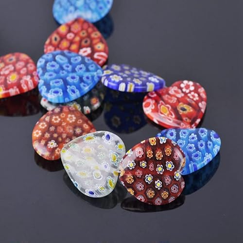 Millefiori-Glasperlen in Herzform, 8 mm, 10 mm, 16 mm, 25 mm, gemischte Blumenmuster, lose Perlen für Bastelarbeiten, Schmuckherstellung, Dekoration, 25 mm, 10 Stück Millefiori-Glasperlen in Herzform, 8 mm, 10 mm, 16 mm, 25 mm, gemischte Blumenmuster, lose Perlen für Bastelarbeiten, Schmuckherstellung, Dekoration, 25 mm, 10 Stück von Wllpgolsil