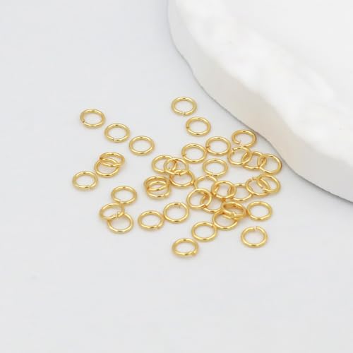 Multisize 14K/18K vergoldete offene Springring Verbindungsringe für die Schmuckherstellung Do-yourself-Zubehör Messing Split-Ringe Schmuck Zubehör (0,8 x 6 mm/100 Stück – 14K vergoldet) von Wllpgolsil