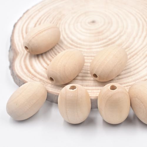 Natürliche Holzperlen, oval, 30 x 20 mm, lose Perlen für Bastelarbeiten, Holzarbeiten, Schmuckherstellung, Zubehör (30 x 20 mm, 20 Stück) von Wllpgolsil
